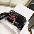 Embroidered chain small square bag