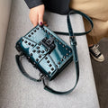 Small square bag patent leather rivet shoulder bag