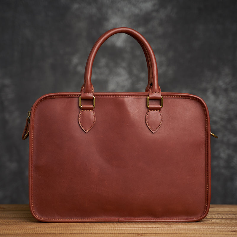 Handmade Leather Casual Business Briefcase One Shoulder Crossbody